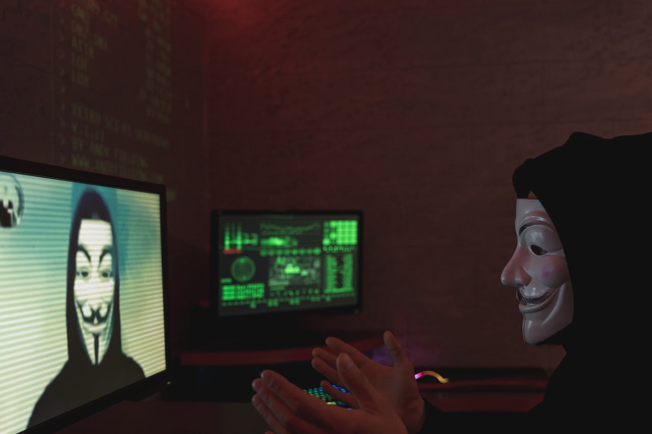 Person using face search AI technology to protect their online identity