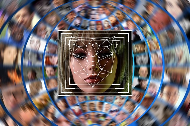 Reverse image face search technology showing facial recognition matching process